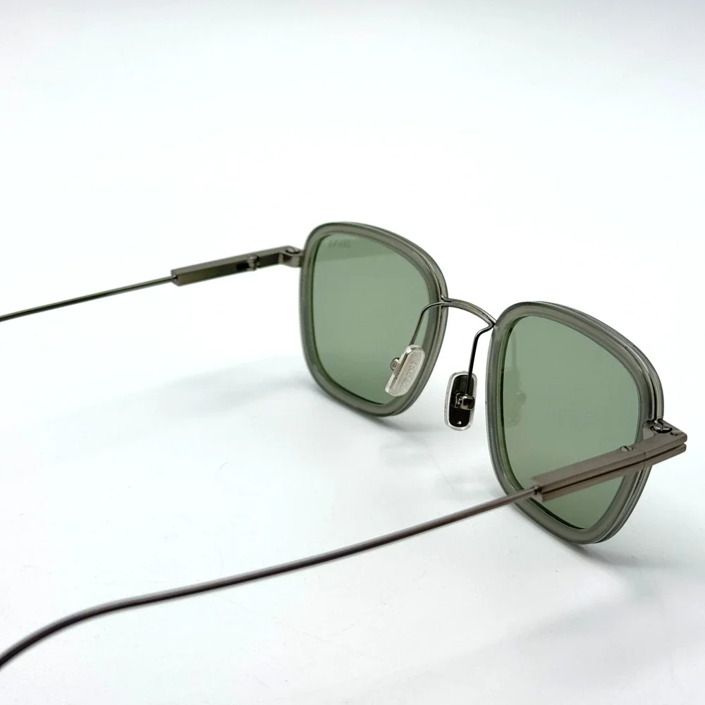 Ermenegildo Zegna Sunglasses EZ0277 20N Gray Geometric Frame Green Lens 47mm